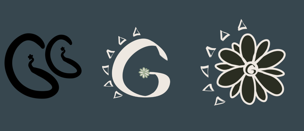 Three iterations of the logo.